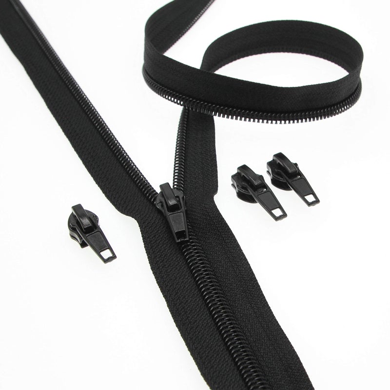 Leekayer #5 Black Nylon Coil Zippers by The Yards Bulk 10 Yards with 25pcs Sliders for DIY Tailor Sewing Craft, Luggage, Dress, Sofa Cushion, Pillow, Bag - Image 4